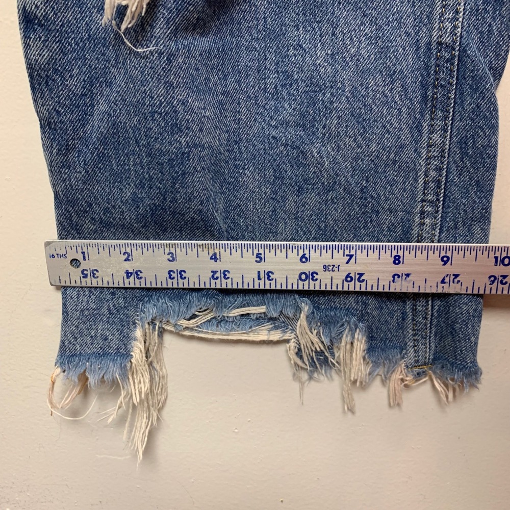 We The Free Jeans Women 35 Blue Distressed Frayed Hem High Rise Thirty-5 Excel - Picture 5 of 9